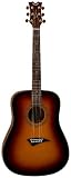 Dean Tradition S2 Solid Top Dreadnaught Acoustic Guitar, Vintage Sunburst