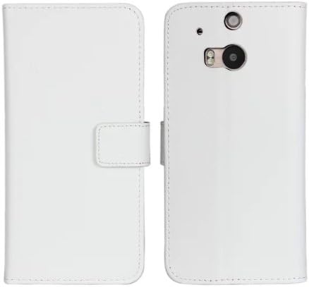 HTC One M8 Case, Obring® Stand Feature Wallet Case Premium Synthetic Leather Wallet Case Flip Cover with Credit Card ID Holder for HTC One M8 (White)
