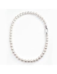 Freshwater Pearl and Sterling Silver Necklace, 10-11MM AA+ White Round 22 Inches