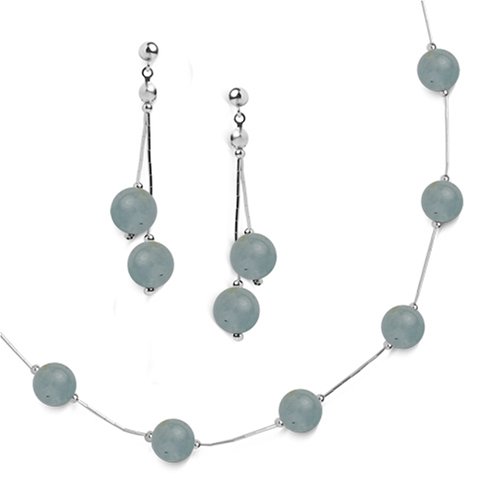 Milky Aquamarine Necklace and Earring Set