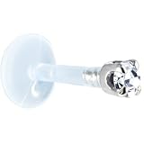 14 Gauge 5/16 Solid 14KT White Gold 1.5mm Genuine Diamond Bioplast Push in Monroe