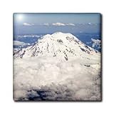 Mount Ranier as few from a jet place as it nears Seattle.Mount Ranier National Park, Washington - 4 Inch Ceramic Tile