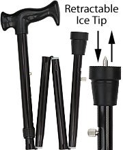 Black Folding Retractable Ice Tip Orthopedic Handle