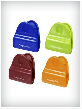 Progressive International Set of 4 Mini Magnetic Bag Clips, Green, Orange, Pink and Blue