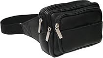 Royce Leather Vaquetta Leather Multi Compartment Fanny Pack,Black,One Size
