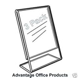 Advantage 3 Pack 8.5 X 11 Slant Back Clear Acrylic Sign Holder Ad Frame by Advantage