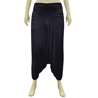 Black Small Sized Hosiery Cotton Afghani Pant With Elastic Waist