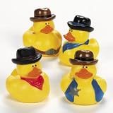 One Dozen (12) Cowboy Rubber Duck Party Favors