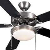 Caravelle Ceiling Fans Satin Nickel Finish with Etched Glass 52' Ceil