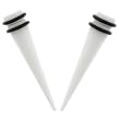 No Piercing Required - High Quality White Acrylic Fake Tapers - Imitation 0G with Rubber Bands - Very Strong Magnets - Sold as a Pair