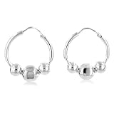 Sterling Silver Hoop w/Beads Earrings