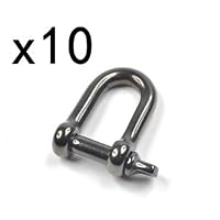 Cosmos ® 10 PCS ½ inch Stainless Steel D Shackles w/ Anodized Gun Metal Color by Cosmos