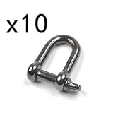 Cosmos ® 10 PCS ½ inch Stainless Steel D Shackles w/ Anodized Gun Metal Color
