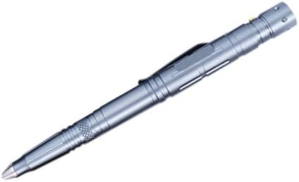 Bomwill Tungsten Steel Survival LED Light Tactical Gift Pen Self Defense with Emergency Glass Breaker, Writing Signature, Touch Pen or Flashlight(Gray)