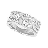 14K White Gold Floral Design Wedding Band - Sizes 6-8. No half sizes.