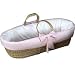 Gingham Trim Fitted Moses Basket - Color Pink Gingham