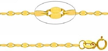 14K Yellow Gold 2mm Twisted Mirror Chain Necklace 16" to 22" inches (22 IN)