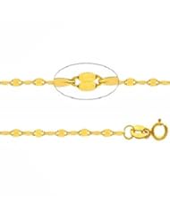 14K Yellow Gold 2mm Twisted Mirror Chain Necklace 16" to 22" inches