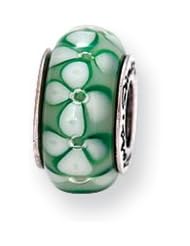 Green Floral Glass Charm for 3mm Charm Bracelets