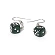 10mm Dice Dangler Earrings, Translucent Green w/White