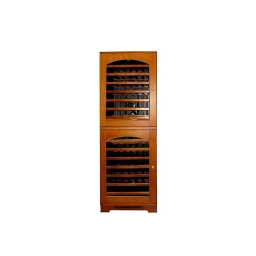 Vinotemp Vt-bordeaux2h 84 Bottle Dual Zone Wine Cooler Tower With Right Hinge Glass Doors in a Wood Cabinet