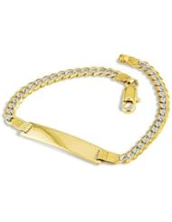 Childrens 14k White Solid Gold Cuban Chain ID Bracelet