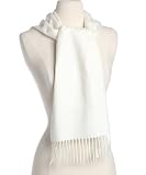 White (Bone) Solid Color 100% Cashmere Scarf Made in Scotland