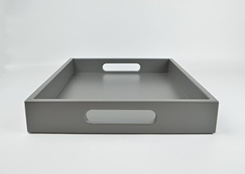 Lacquer Serving Tray 18 in. by 14 in. Charcoal Grey Decorative Tray