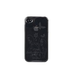 Black Butterfly Flower iPhone 4S Case (Compatible with Apple iPhone 4S, iPhone 4)