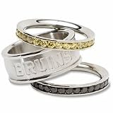 Boston Bruins NHL Team Logo Crystal Stacked Ring Set Size 8