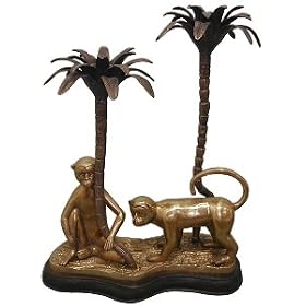 BRASS MONKEY CANDLESTICK HOLDER - BRASS MONKEY SCULPTURE