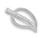 Leaf Design Fashion Pin with CZ Stem
