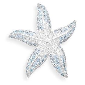 Swarovski Crystal Starfish Fashion Pin - Silver Plate