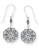 Boma Marcasite Flower Dangle Earrings