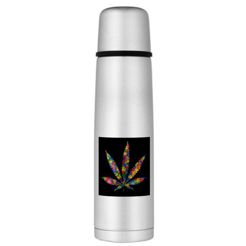 Large Thermos Bottle Marijuana Flowers 60s