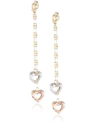 14k Tri-Color Yellow, Rose and White Gold Dangle Heart Earrings