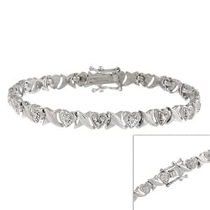 Herz Armband mit echten Diamanten - Sterling Silber