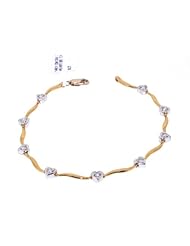 14K Two Tone Gold Diamond Heart Bracelet