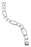 Sterling Silver Rhodium Cz Set Link Mens Bracelet - 7 Inch