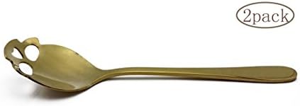 2 Pack Sliver Stainless Steel Sugar Skull Tea Spoon - Gold