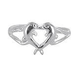 Sterling Silver Toe Ring Diving Dolphin Heart Toerings