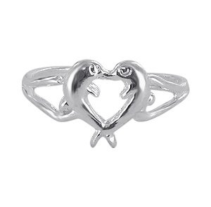 Sterling Silver Toe Ring Diving Dolphin Heart Toerings