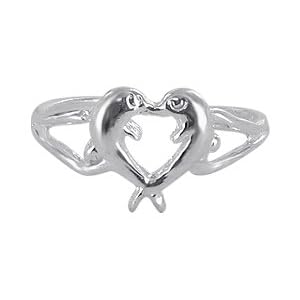 Sterling Silver Toe Ring Diving Dolphin Heart Toerings