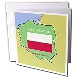 777images Flags and Maps - The map and flag of Poland with the Republic of Poland printed in English and Polish - Greeting Cards-12 Greeting Cards with envelopes