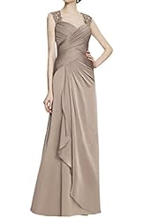 Chiffon Natural   Waistline Open-Back Applique Sheer Evening Dress 