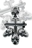Four Skulls and Cross Stainless Steel Pendant