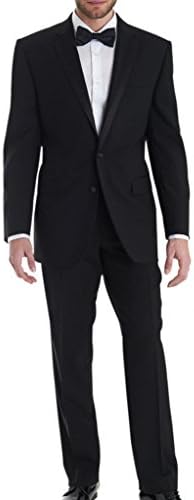 AMORSTORE Men's Tuxedo 2 Button Peak Lapel Jacket & Pants Black