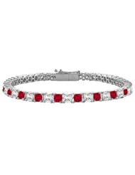 Ruby and Diamond Tennis Bracelet with 5.00 CT TGW on 14K White Gold