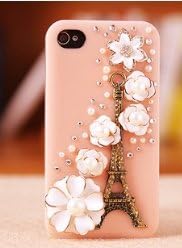 VL Bling Iphone 5 Case - Bling Protective Skin - Cartoon - 3d Bling Iphone 5 Cover - Eiffel Tower - Pink