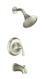 KOHLER K-T10275-4-BN Forte Rite-Temp Pressure-Balancing Bath and Shower Faucet Trim, Vibrant Brushed Nickel (valve not included)